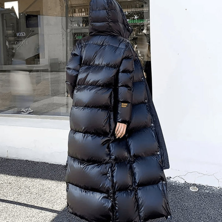 Women's Long Hooded Relaxed-Fit Quilted Padded Coat