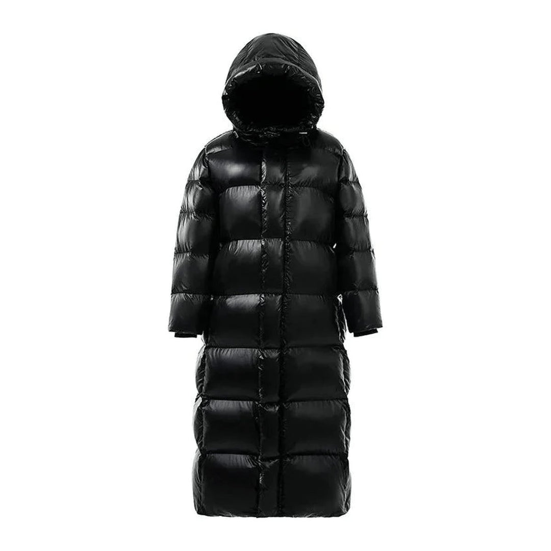Women's Long Hooded Relaxed-Fit Quilted Padded Coat - Black