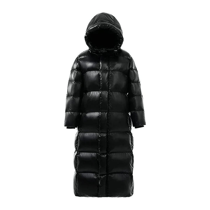Women's Long Hooded Relaxed-Fit Quilted Padded Coat - Black