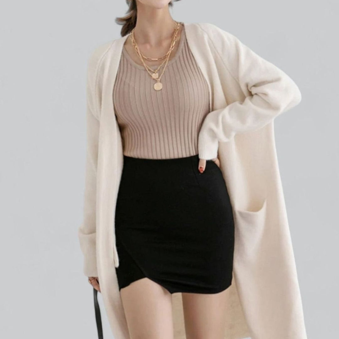 Women's Long Oversized Knit Cardigan Open Front Longline Jumper