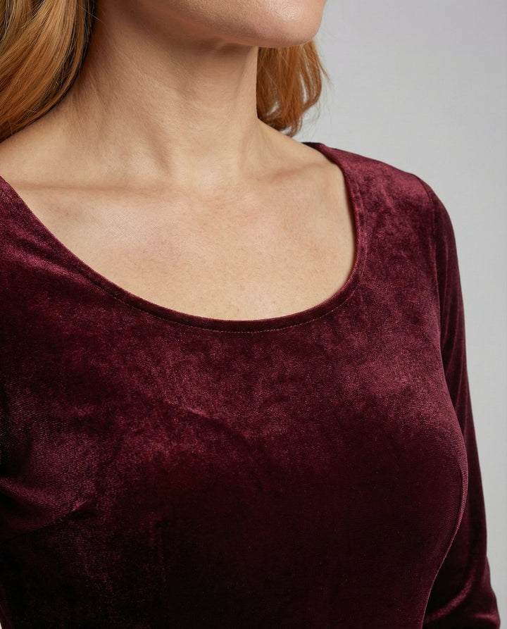 Women's Long Sleeve Velvet Party Dress Lace Frill Hem Mini