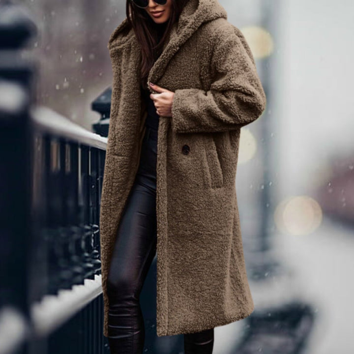 Women's Long Teddy Faux Fur Coat Open-Front Fleece Overcoat