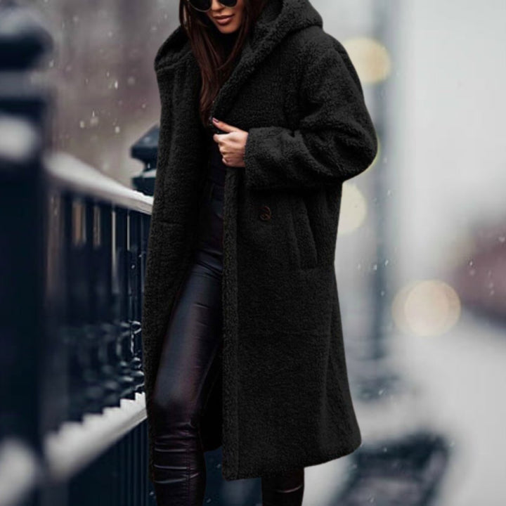 Women's Long Teddy Faux Fur Coat Open-Front Fleece Overcoat