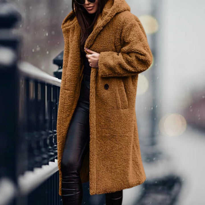 Women's Long Teddy Faux Fur Coat Open-Front Fleece Overcoat
