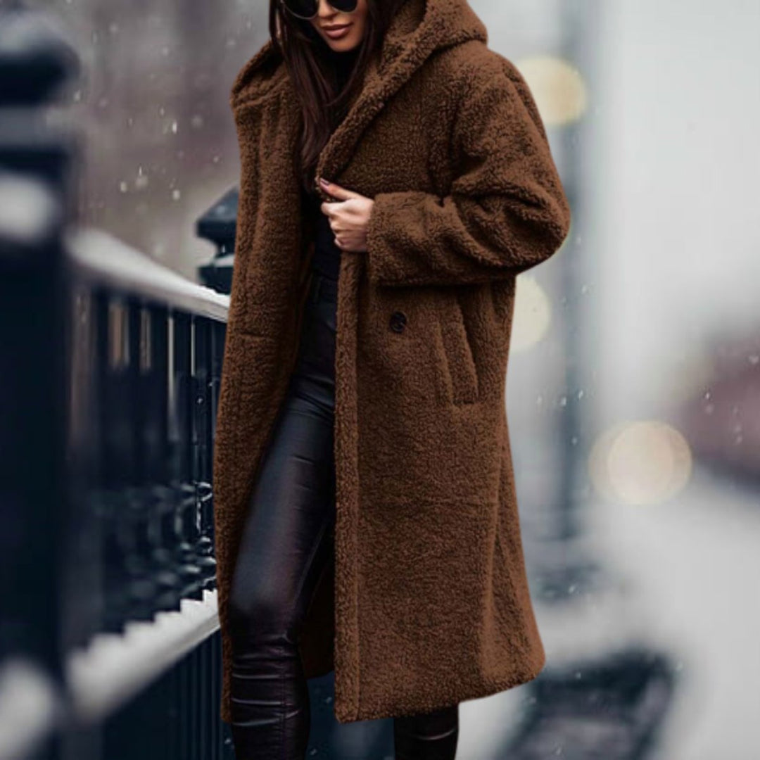 Women's Long Teddy Faux Fur Coat Open-Front Fleece Overcoat