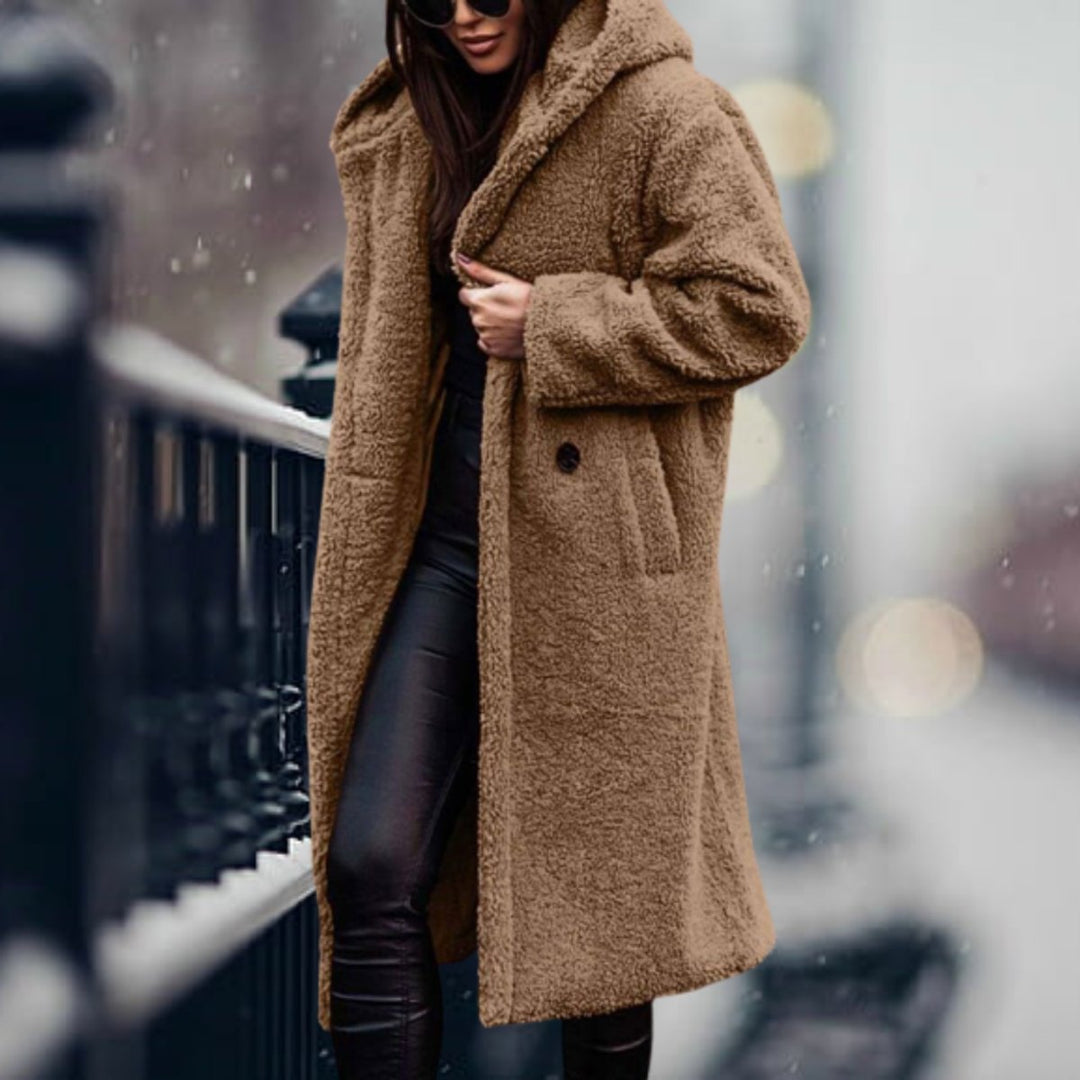 Women's Long Teddy Faux Fur Coat Open-Front Fleece Overcoat