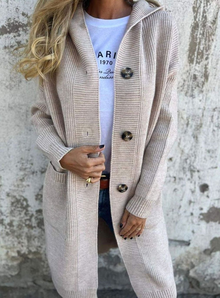 Women's Longline Button-Up Oversized Knit Cardigan
