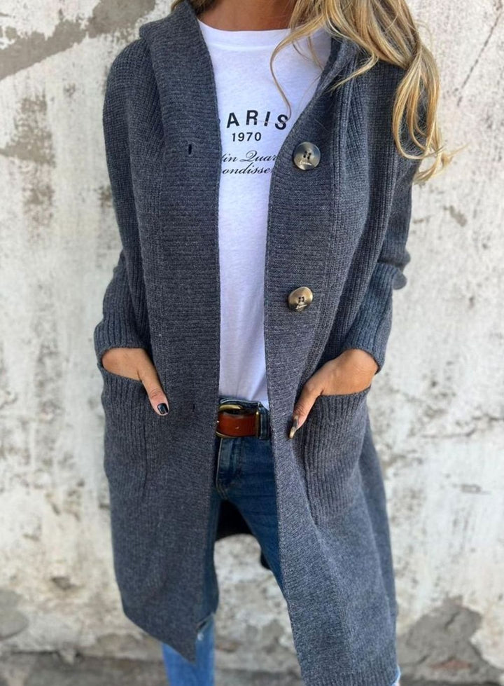 Women's Longline Button-Up Oversized Knit Cardigan