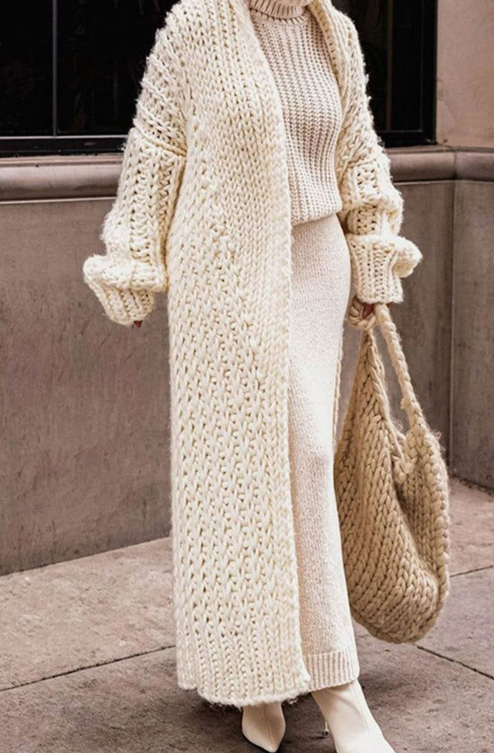 Women's Longline Chunky Oversized Knit Cardigan Open Front