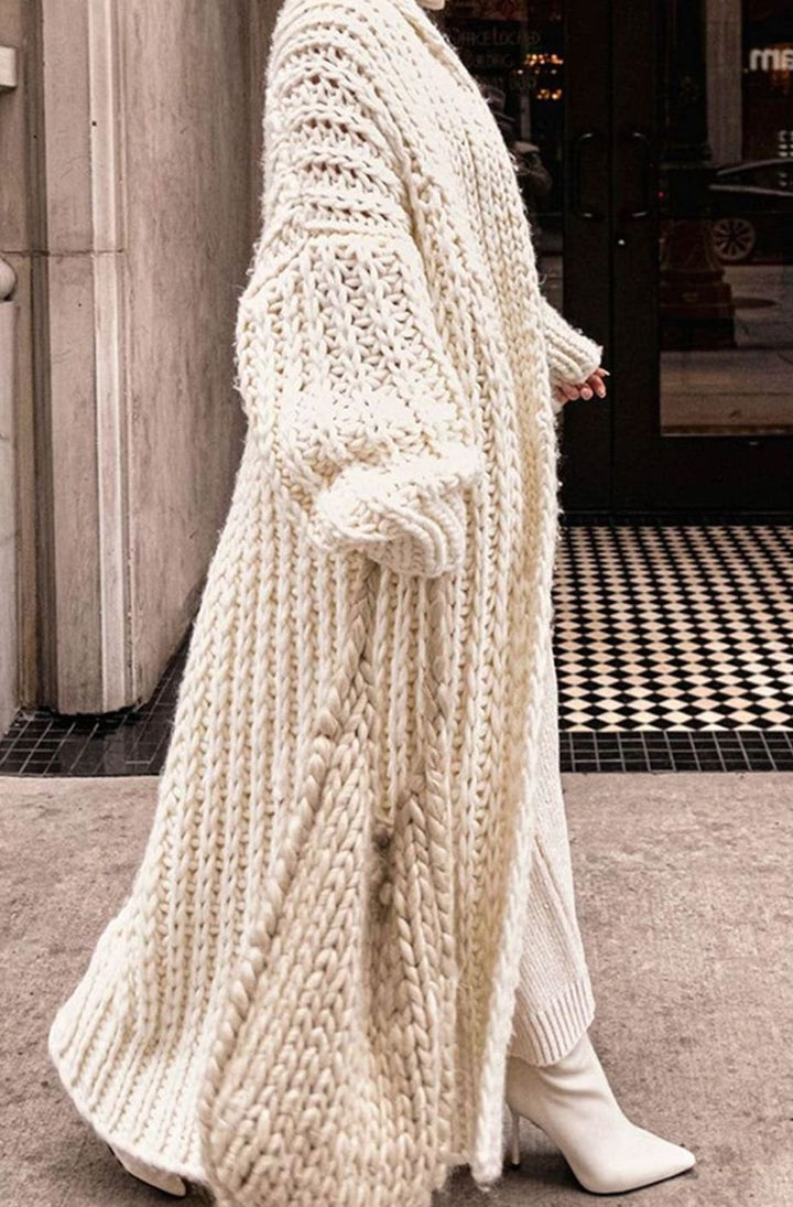 Women's Longline Chunky Oversized Knit Cardigan Open Front