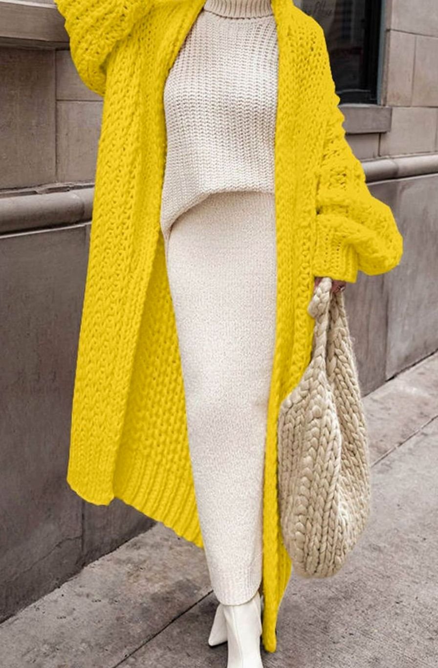 Women's Longline Chunky Oversized Knit Cardigan Open Front