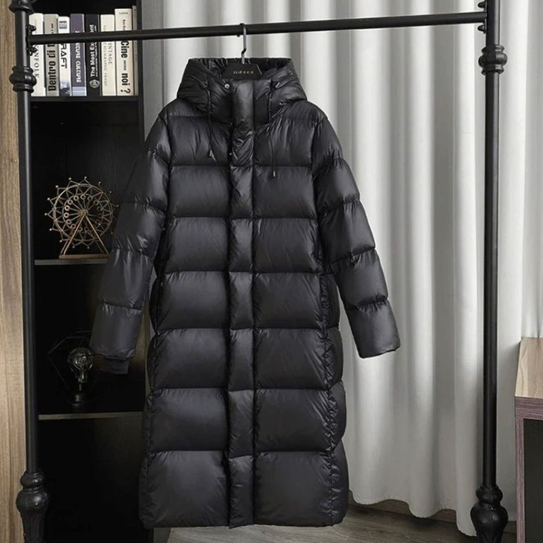 Women's Longline Hooded Duck Down Puffer Jacket