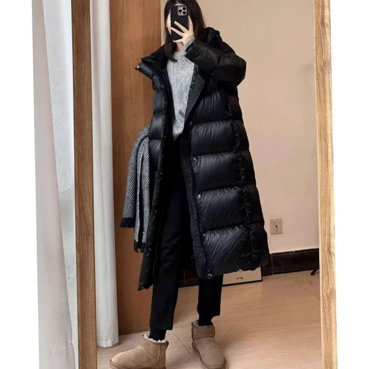 Women's Longline Hooded Duck Down Puffer Jacket
