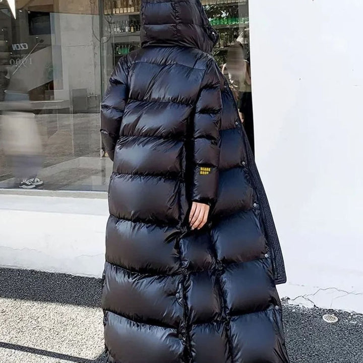 Women's Longline Hooded Duck Down Puffer Jacket