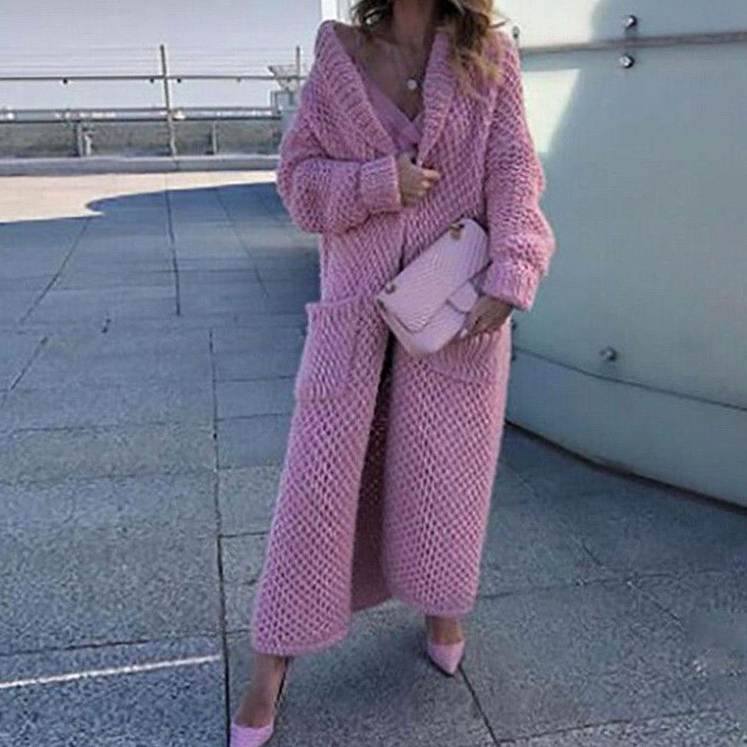 Women's Longline Oversized Knit Cardigan Open Front Chunky Coat