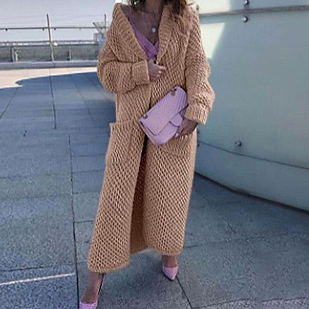 Women's Longline Oversized Knit Cardigan Open Front Chunky Coat