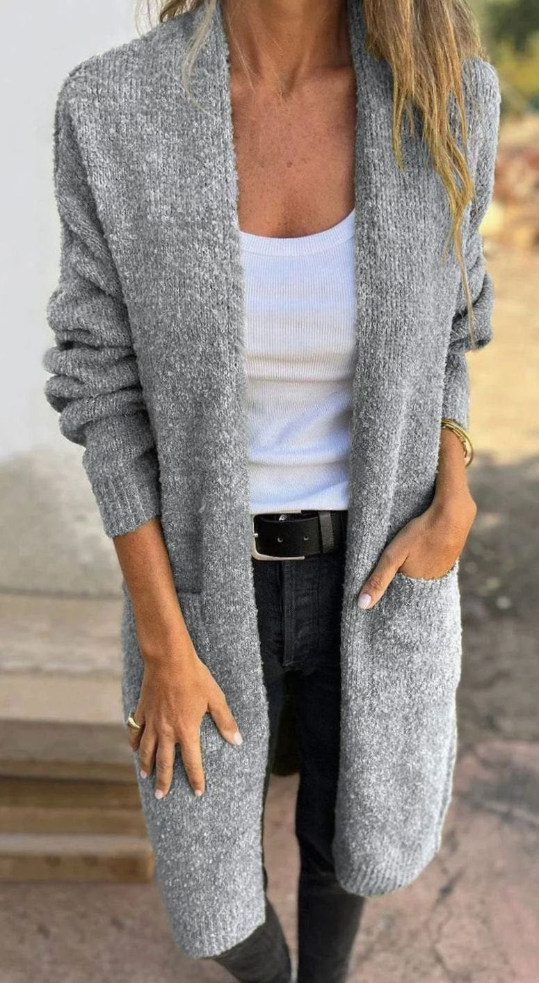 Women's Longline Oversized Knit Cardigan Open Front Cosy