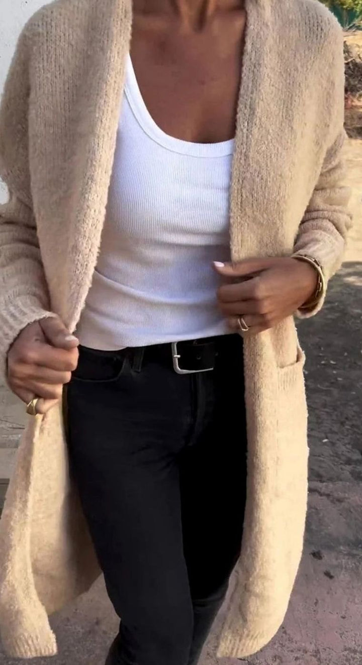 Women's Longline Oversized Knit Cardigan Open Front Cosy