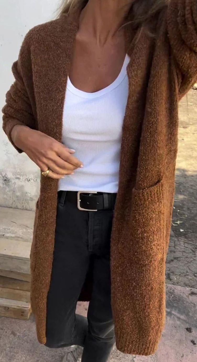 Women's Longline Oversized Knit Cardigan Open Front Cosy