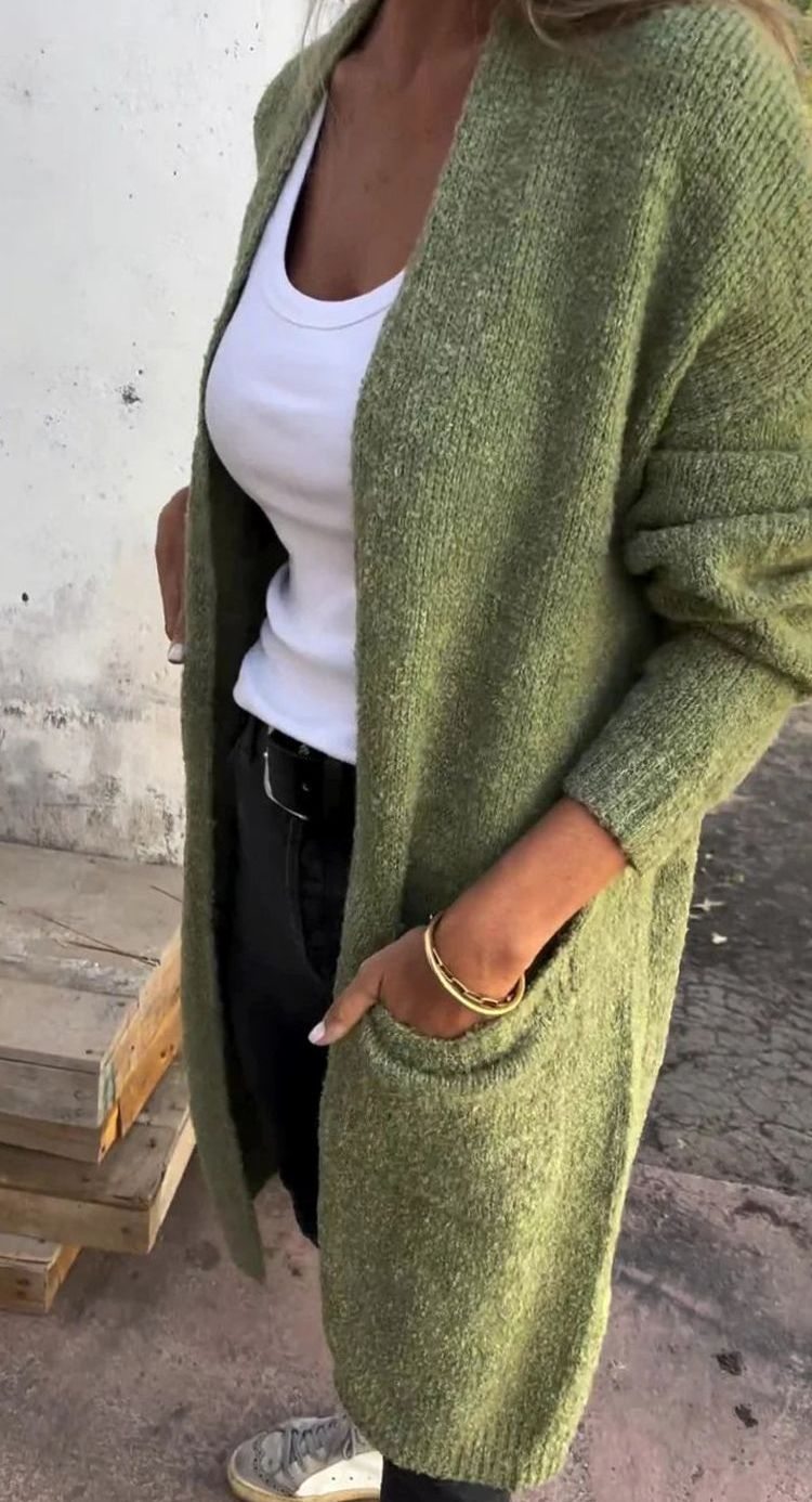 Women's Longline Oversized Knit Cardigan Open Front Cosy