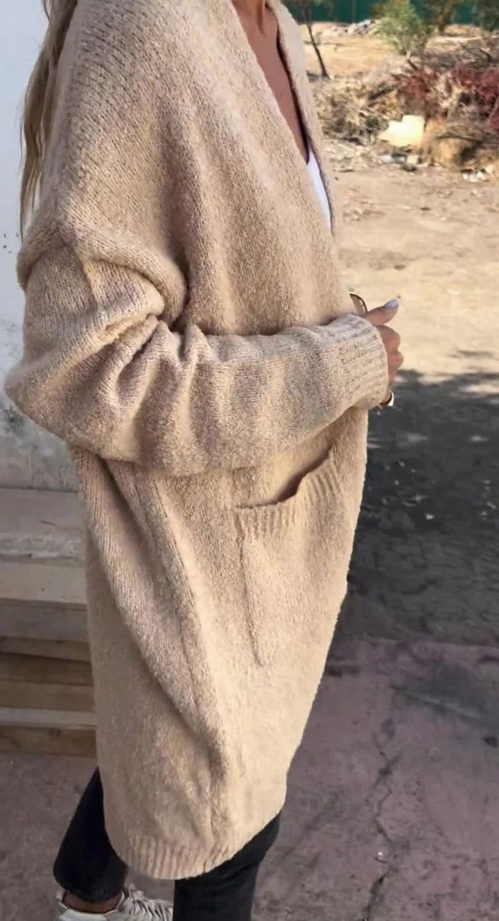 Women's Longline Oversized Knit Cardigan Open Front Cosy