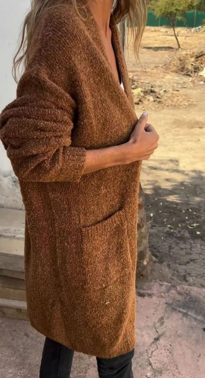 Women's Longline Oversized Knit Cardigan Open Front Cosy