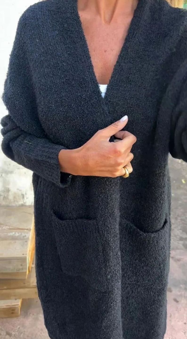 Women's Longline Oversized Knit Cardigan Open Front Cosy