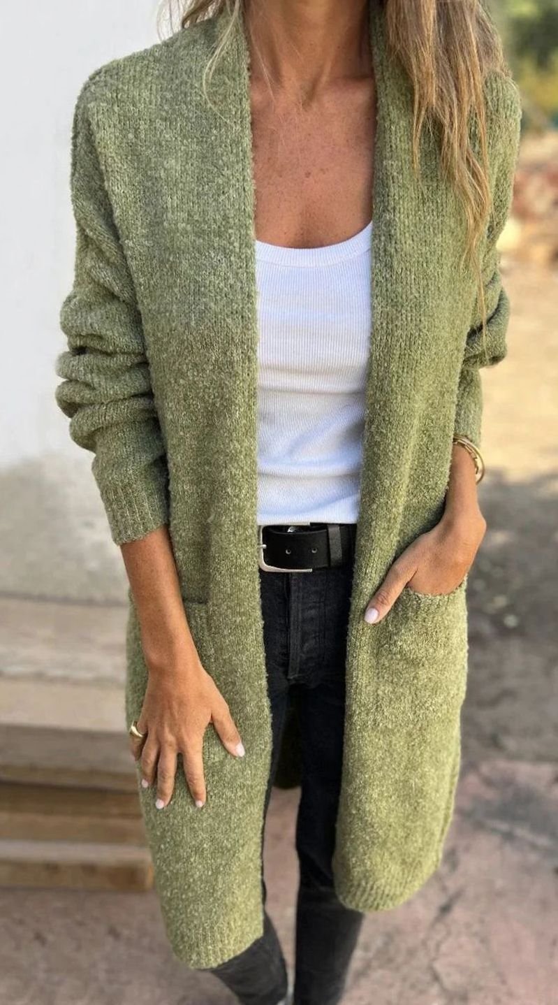 Women's Longline Oversized Knit Cardigan Open Front Cosy