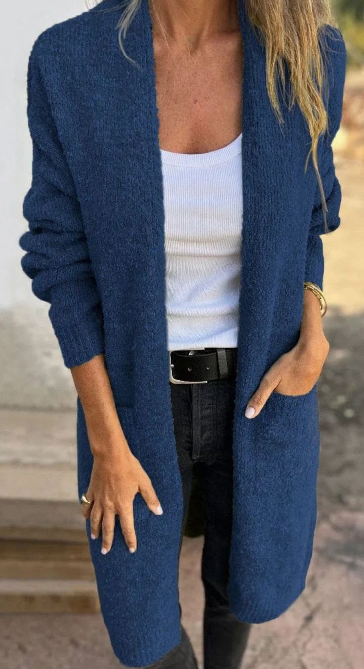 Women's Longline Oversized Knit Cardigan Open Front Cosy