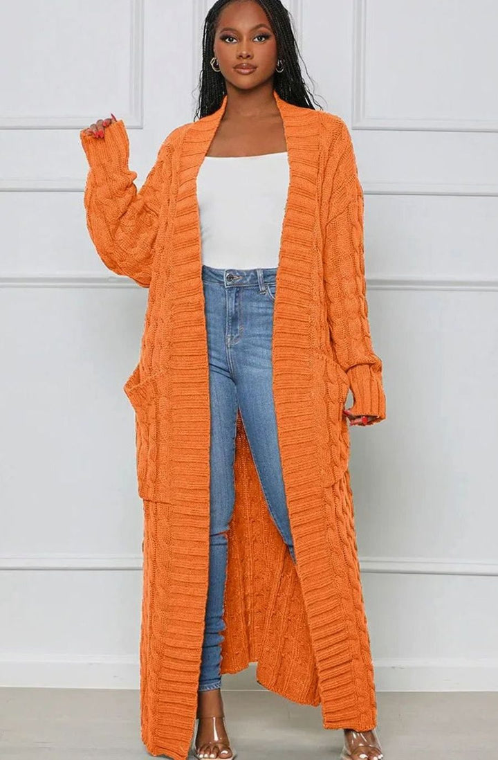 Women's Longline Oversized Knit Cardigan Open Front Ribbed Sweater