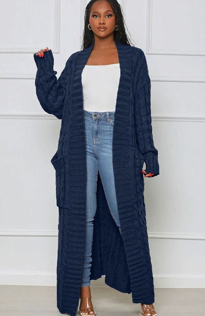 Women's Longline Oversized Knit Cardigan Open Front Ribbed Sweater