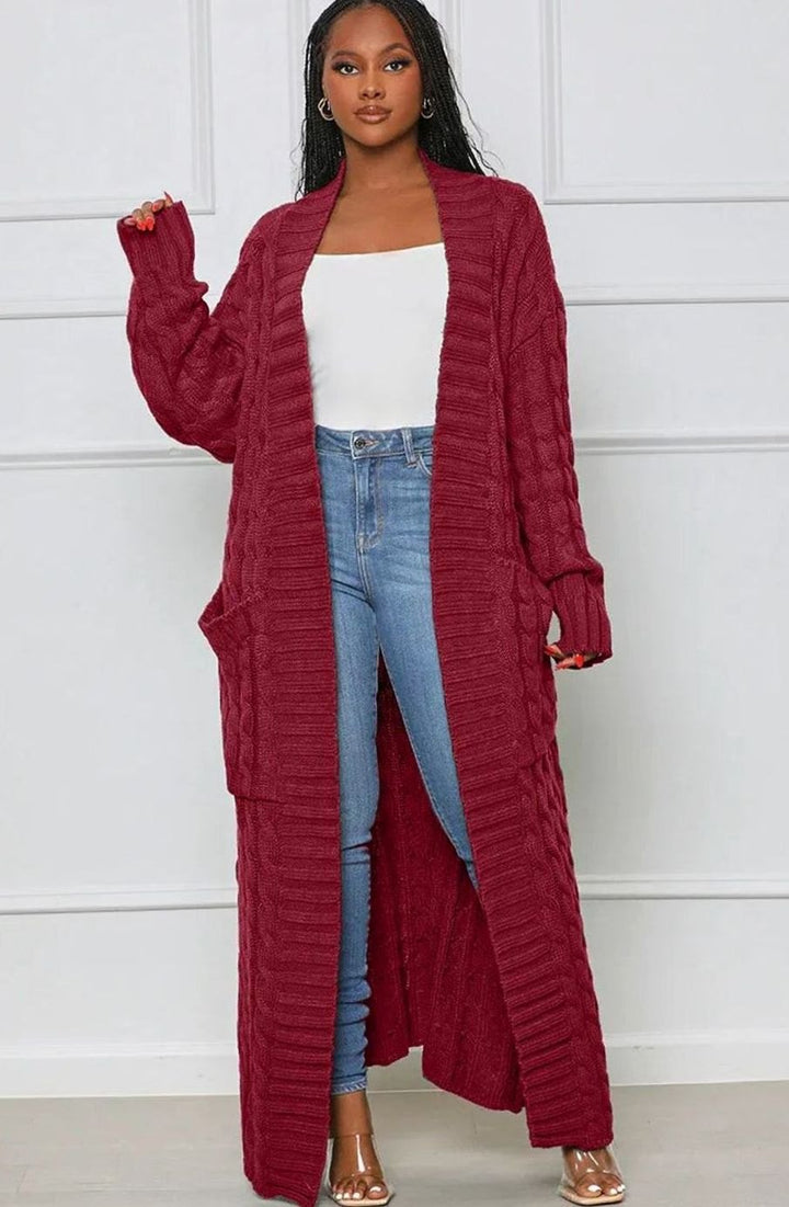 Women's Longline Oversized Knit Cardigan Open Front Ribbed Sweater