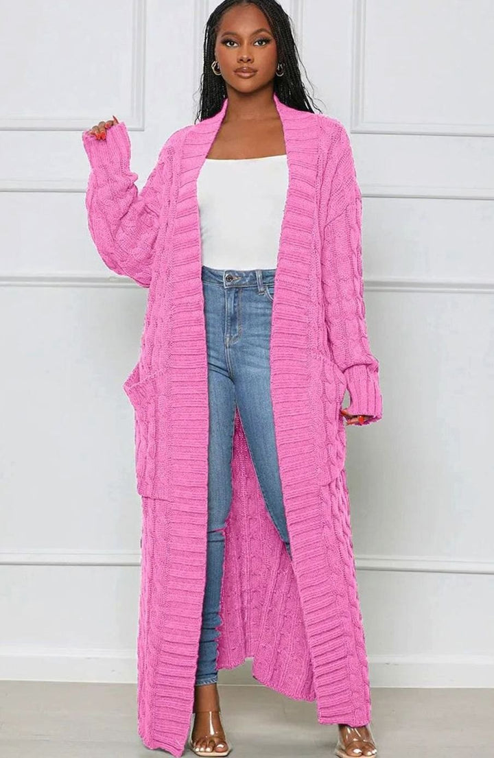 Women's Longline Oversized Knit Cardigan Open Front Ribbed Sweater