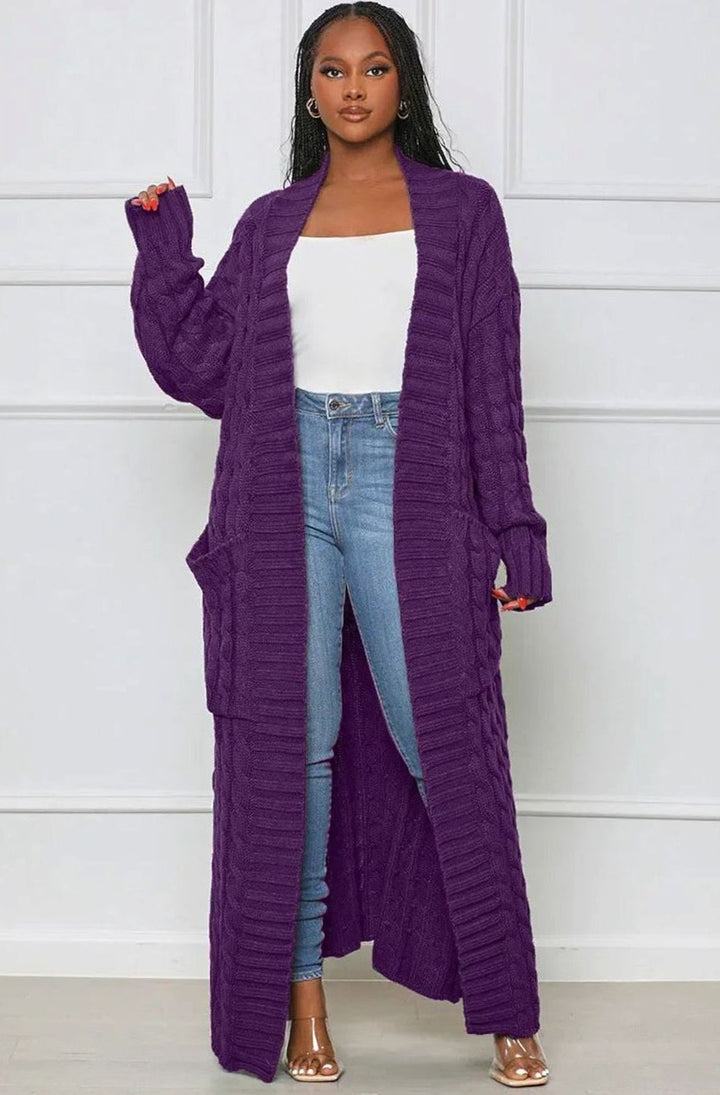 Women's Longline Oversized Knit Cardigan Open Front Ribbed Sweater