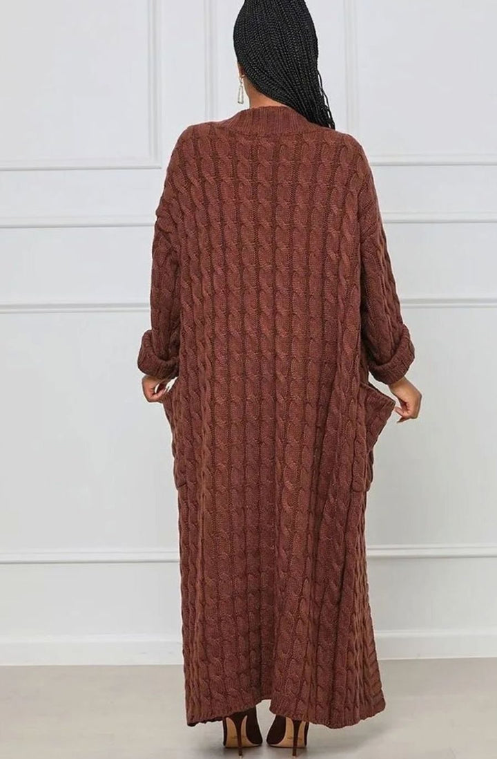 Women's Longline Oversized Knit Cardigan Open Front Ribbed Sweater