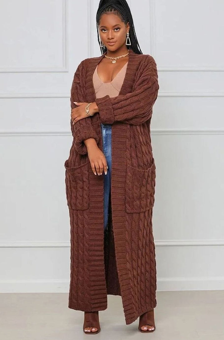 Women's Longline Oversized Knit Cardigan Open Front Ribbed Sweater
