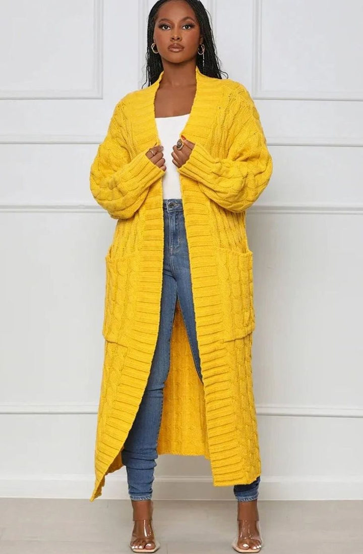 Women's Longline Oversized Knit Cardigan Open Front Ribbed Sweater