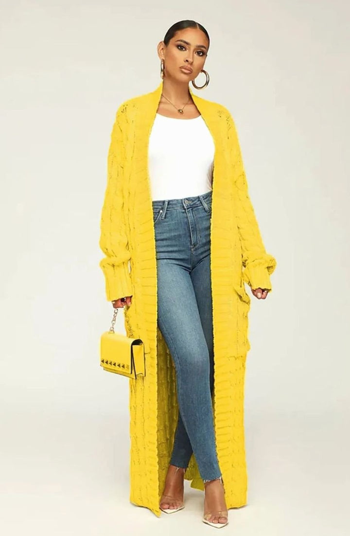 Women's Longline Oversized Knit Cardigan Open Front Ribbed Sweater
