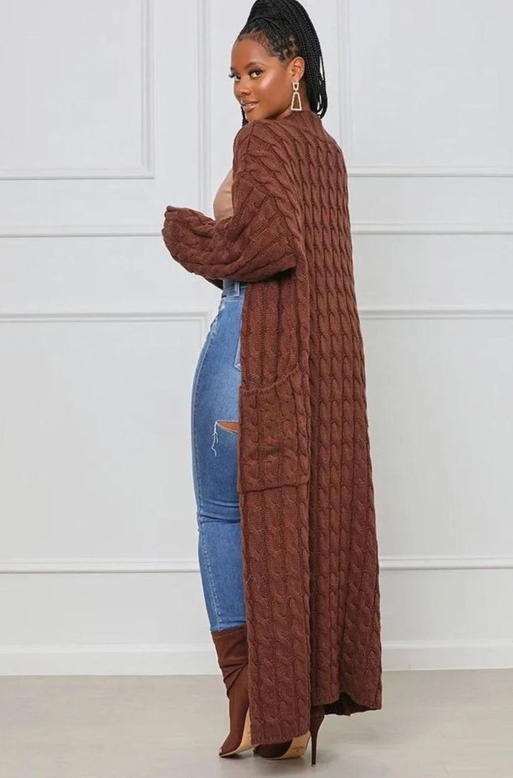 Women's Longline Oversized Knit Cardigan Open Front Ribbed Sweater