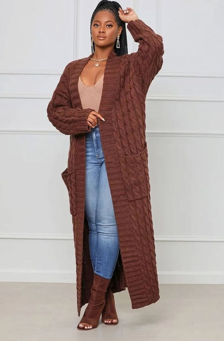 Women's Longline Oversized Knit Cardigan Open Front Ribbed Sweater