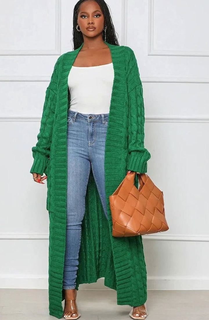 Women's Longline Oversized Knit Cardigan Open Front Ribbed Sweater