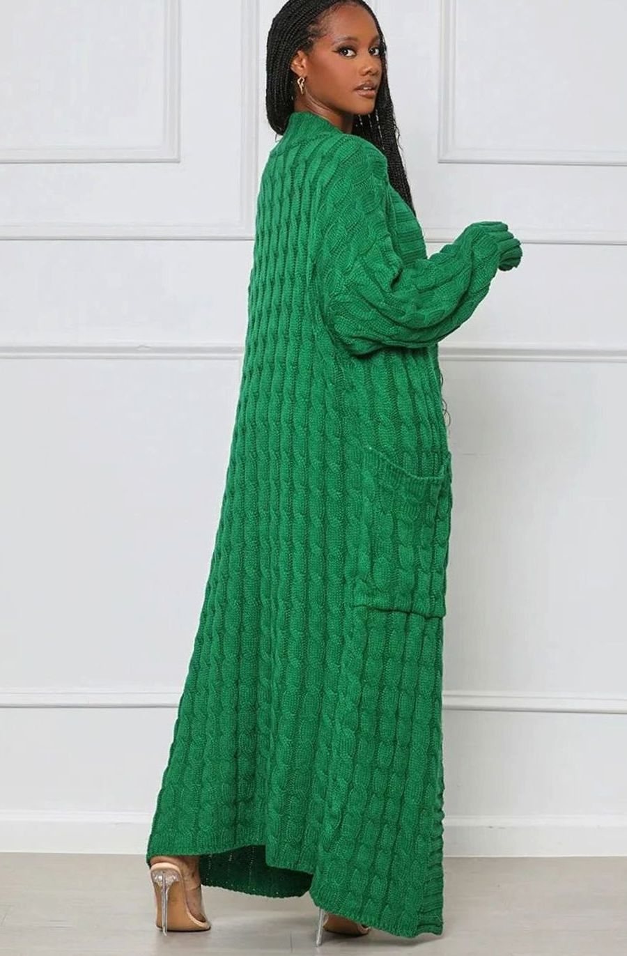 Women's Longline Oversized Knit Cardigan Open Front Ribbed Sweater