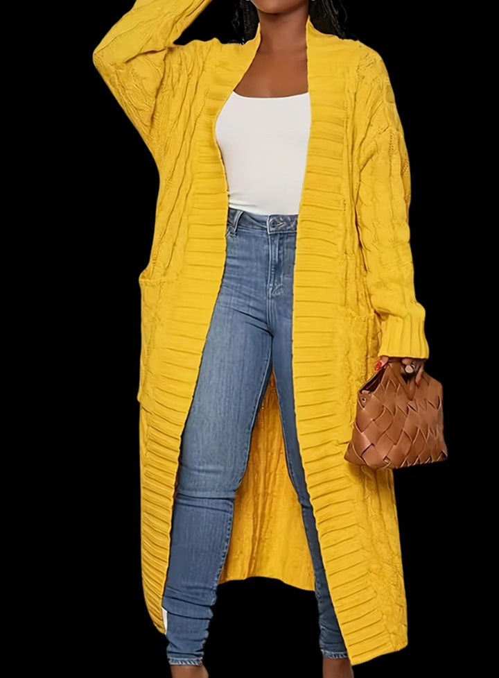 Women's Longline Oversized Knit Cardigan Open Front Ribbed Sweater