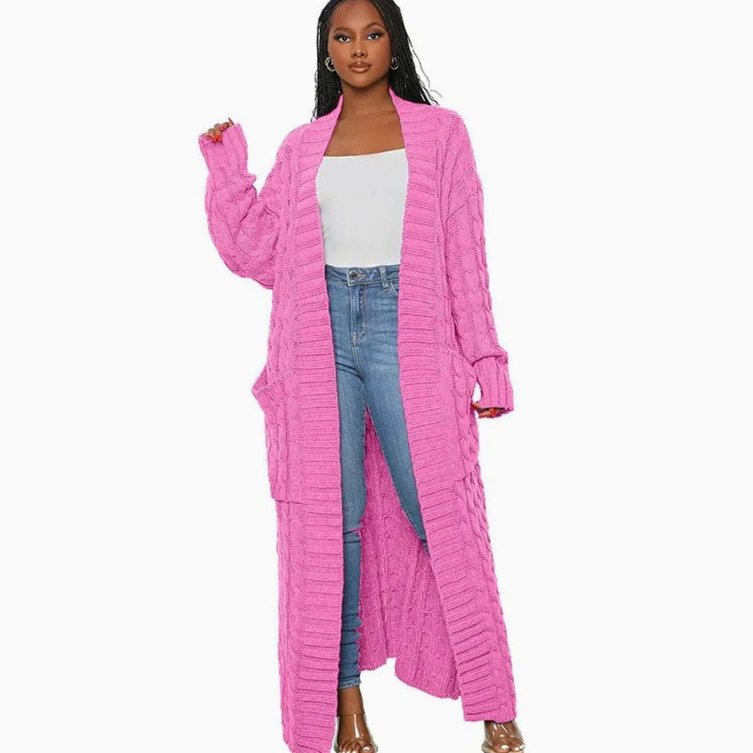 Women's Longline Oversized Knit Cardigan Open Front Ribbed Sweater