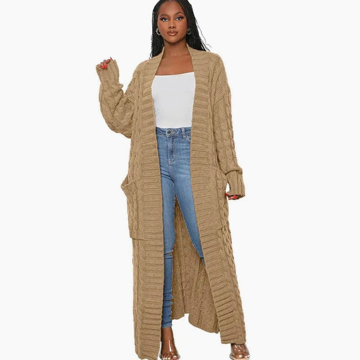 Women's Longline Oversized Knit Cardigan Open Front Ribbed Sweater