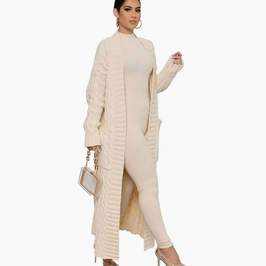 Women's Longline Oversized Knit Cardigan Open Front Ribbed Sweater