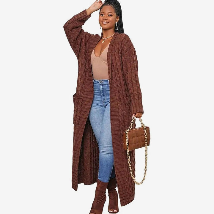 Women's Longline Oversized Knit Cardigan Open Front Ribbed Sweater