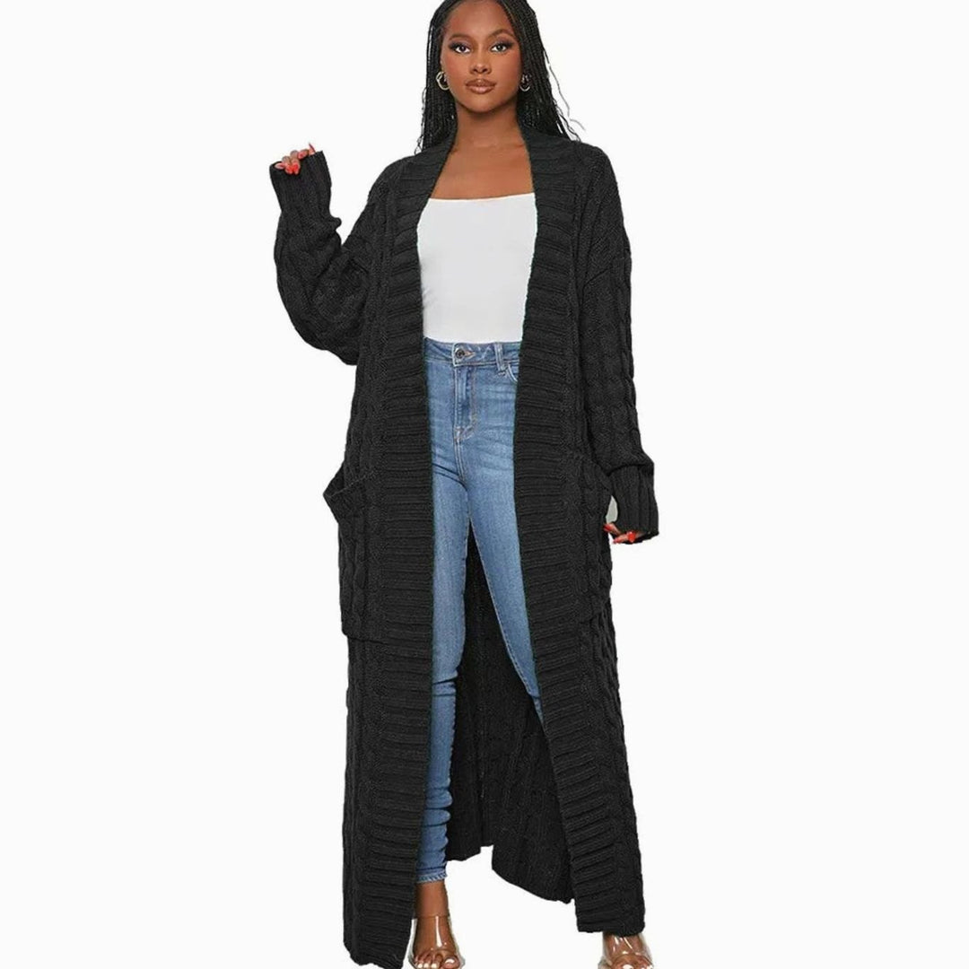 Women's Longline Oversized Knit Cardigan Open Front Ribbed Sweater