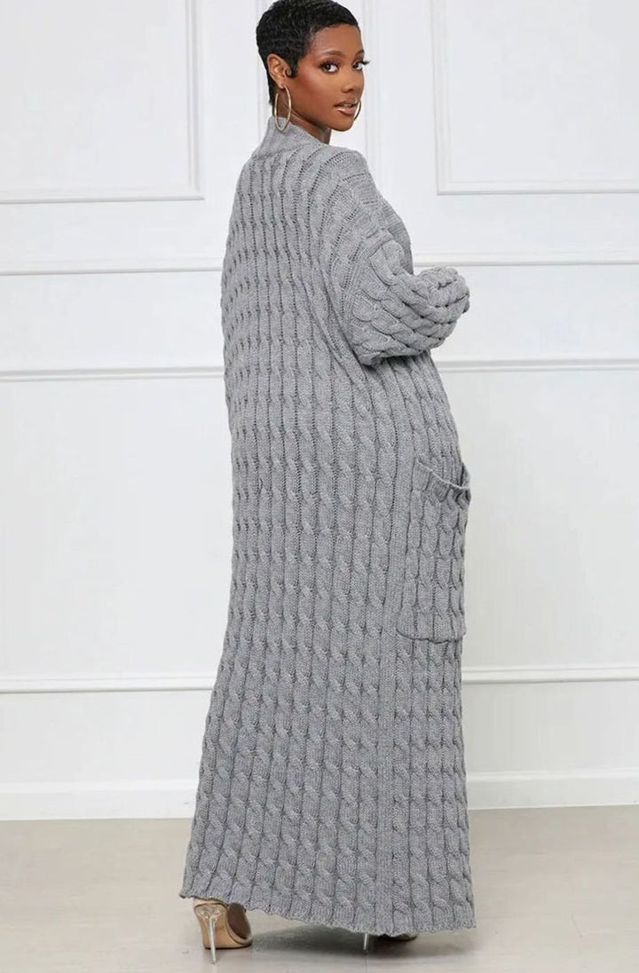 Women's Longline Oversized Knit Cardigan Open Front Ribbed Sweater