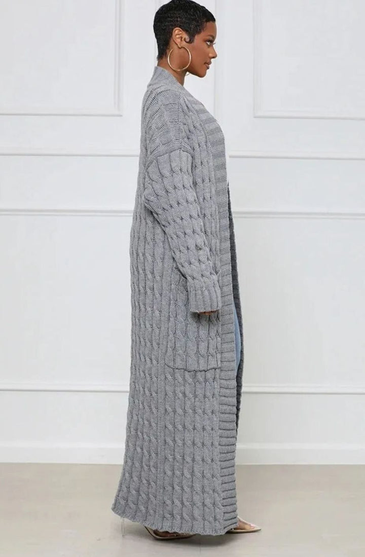 Women's Longline Oversized Knit Cardigan Open Front Ribbed Sweater